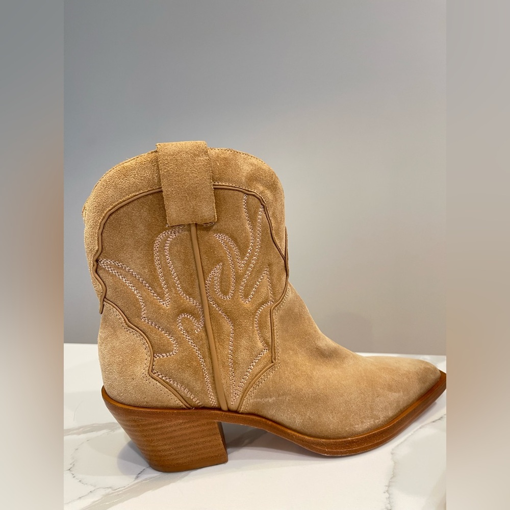 Reformation Tan Suede Western Ankle Boots - Otto - Picture 6 of 13